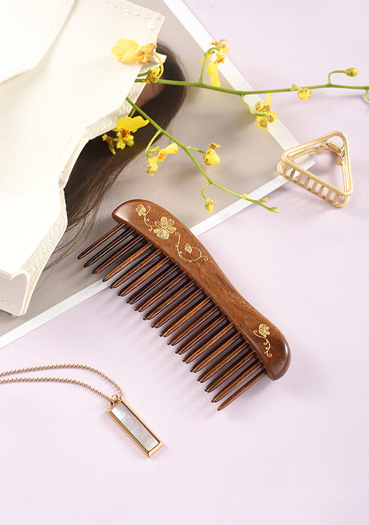 Wooden Comb Double-teeth-inserted